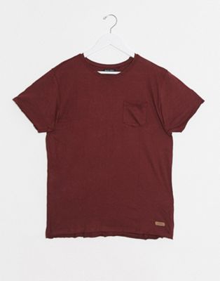 Brave Soul – T-Shirt mit unverarbeitetem Saum-Rot