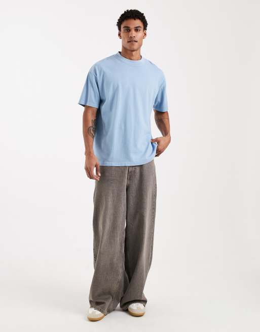 Brave Soul - T-shirt oversize da 240 g/m² lavaggio acido azzurra, 2 di 5