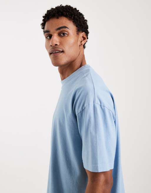 Brave Soul - T-shirt oversize da 240 g/m² lavaggio acido azzurra, 4 di 5