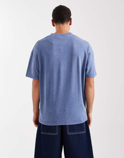 Brave Soul - T-shirt oversize da 240 g/m² lavaggio acido blu minerale, 3 di 5