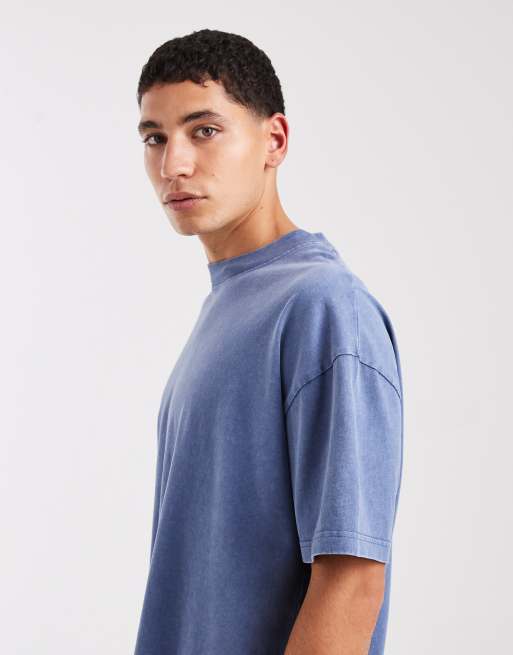 Brave Soul - T-shirt oversize da 240 g/m² lavaggio acido blu minerale, 4 di 5