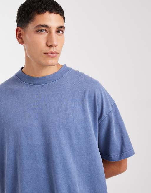 Brave Soul - T-shirt oversize da 240 g/m² lavaggio acido blu minerale, 5 di 5