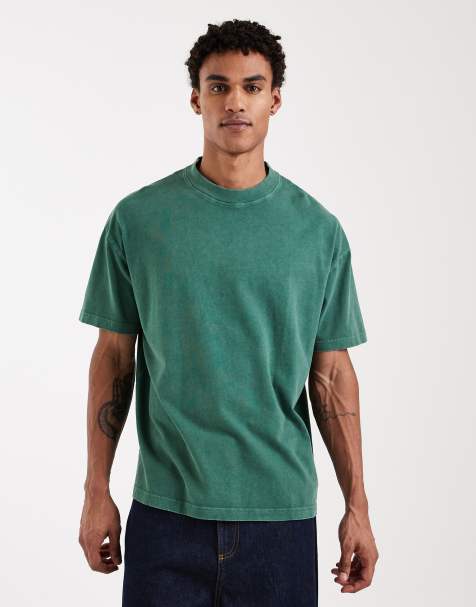 Brave Soul - T-shirt oversize en tissu 240 g/m2- Vert foncé délavé - view 1