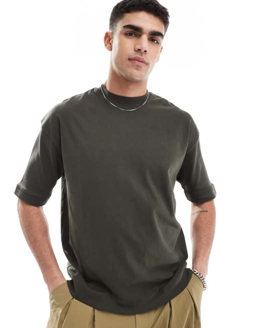 Brave Soul – T-shirt premium o grubości 300 g/m<sup>2</sup> z krótkimi rękawami w kolorze khaki