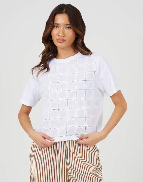 Brave Soul - T-shirt ras de cou en coton avec broderies - Blanc - view 1