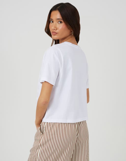 Brave Soul - T-shirt ras de cou en coton avec broderies - Blanc, 2 de 4