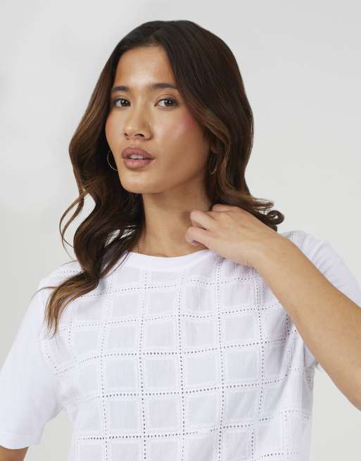 Brave Soul - T-shirt ras de cou en coton avec broderies - Blanc, 4 de 4