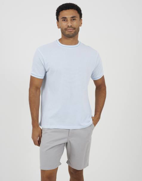 Brave Soul - T-shirt ras de cou en maille jacquard - Bleu pâle - view 1