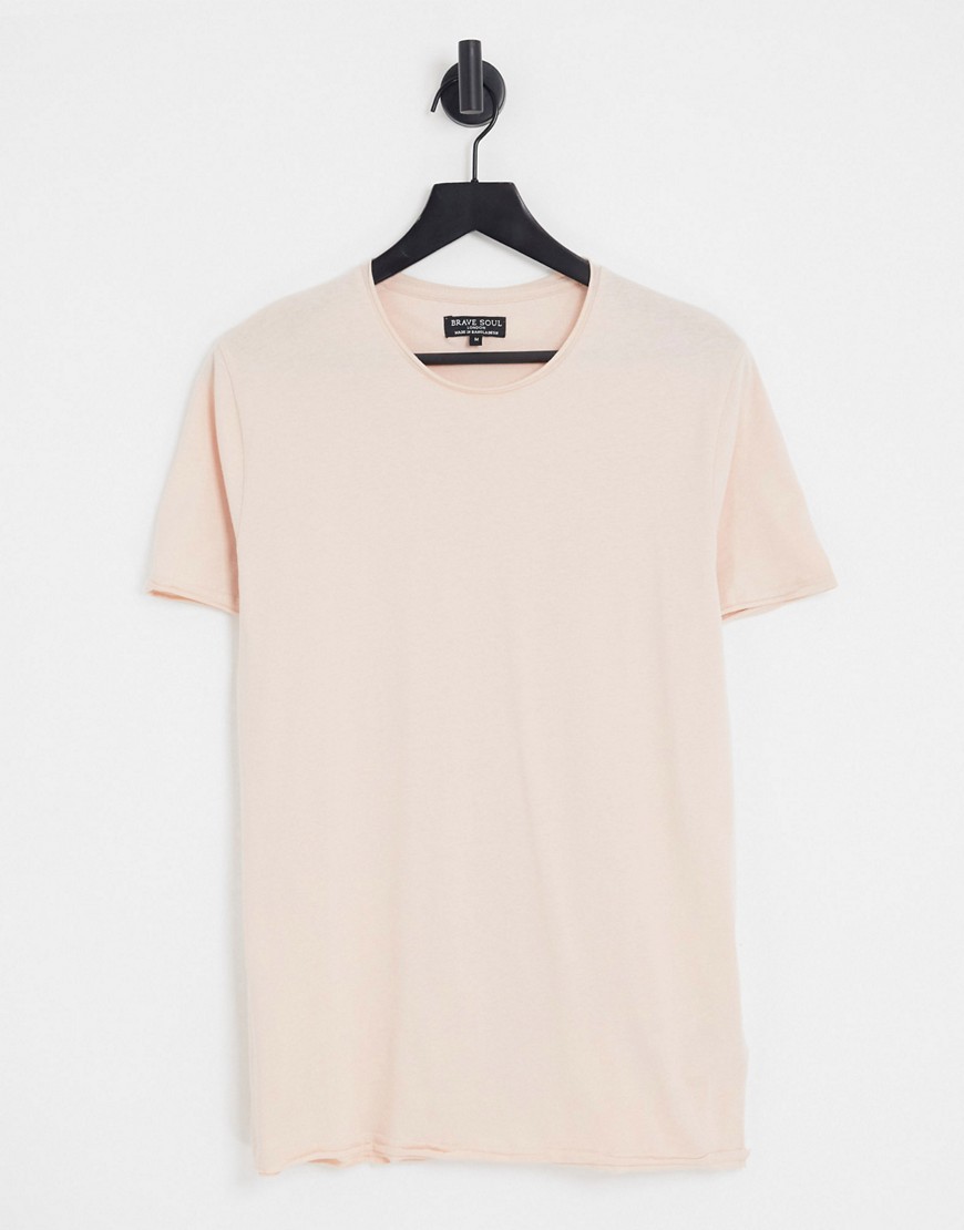 brave soul - t-shirt rosa pallido con fondo grezzo