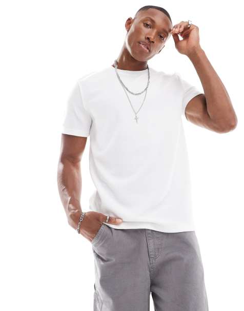 Brave Soul - T-shirt van zware stof met textuur in wit, deel van co-ord set - view 1