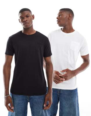 T-Shirts in Weiß mit Rundhalsausschnitt im Multipack Weiß M