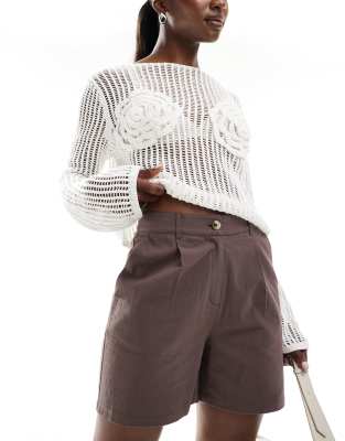 Brave Soul Brave Soul tailored shorts in chocolate brown