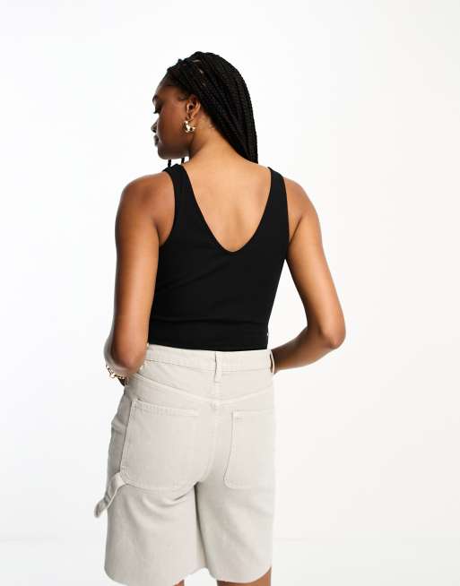 Brave Soul Tall Brenda v-neck sleeveless bodysuit in black , 2 of 4
