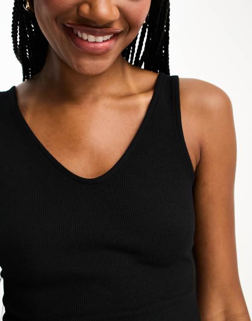 Brave Soul Tall Brenda v-neck sleeveless bodysuit in black , 3 of 4