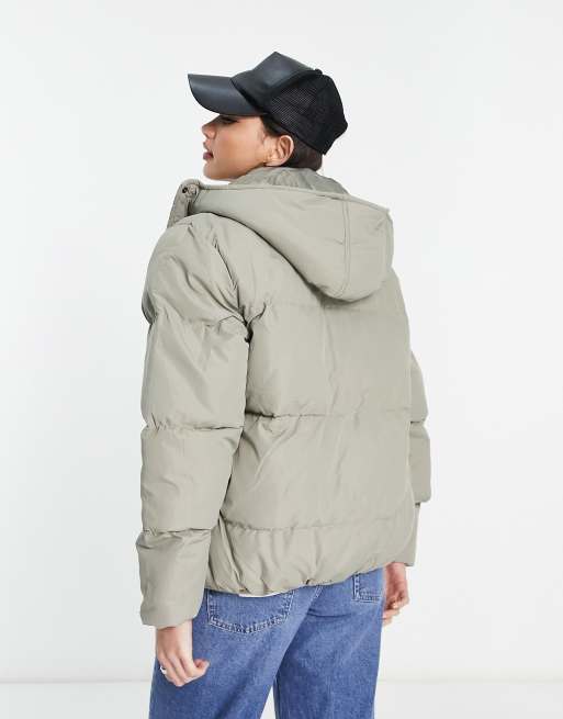 Sage peach skin discount oversized hooded puffer