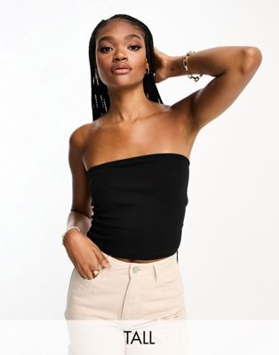 Brave Soul Tall carrie cropped bandeau top in black