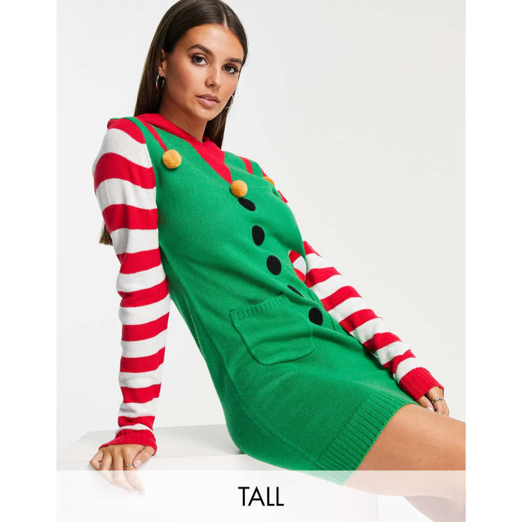 Brave Soul Tall Christmas elf sweater dress with hood