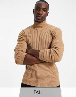 tan roll neck jumper