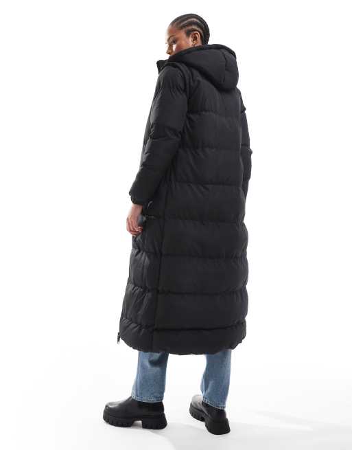 Brave Soul Tall - Giacca imbottita lunga con cappuccio nera con maniche rimovibili, 3 di 4