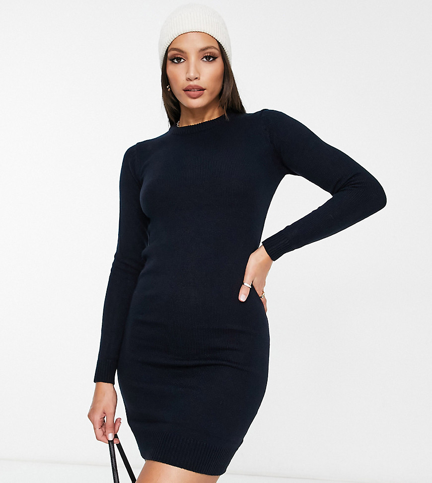 Brave Soul Tall grungy crew neck jumper dress in navy