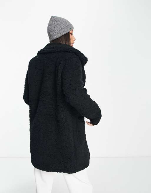 Asos black teddy coat best sale