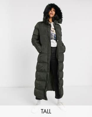 khaki puffer jacket with faux fur hood