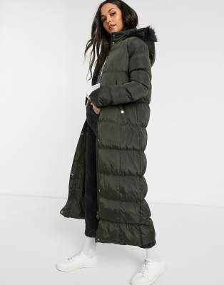 brave soul hopma longline puffer jacket with faux fur trim hood