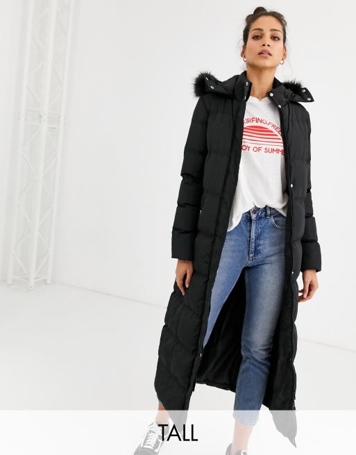 Brave soul hopma longline puffer jacket with faux fur shop trim hood