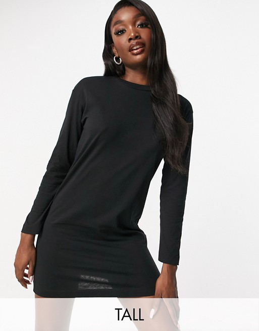 Brave Soul Tall lana lounge t-shirt dress in black