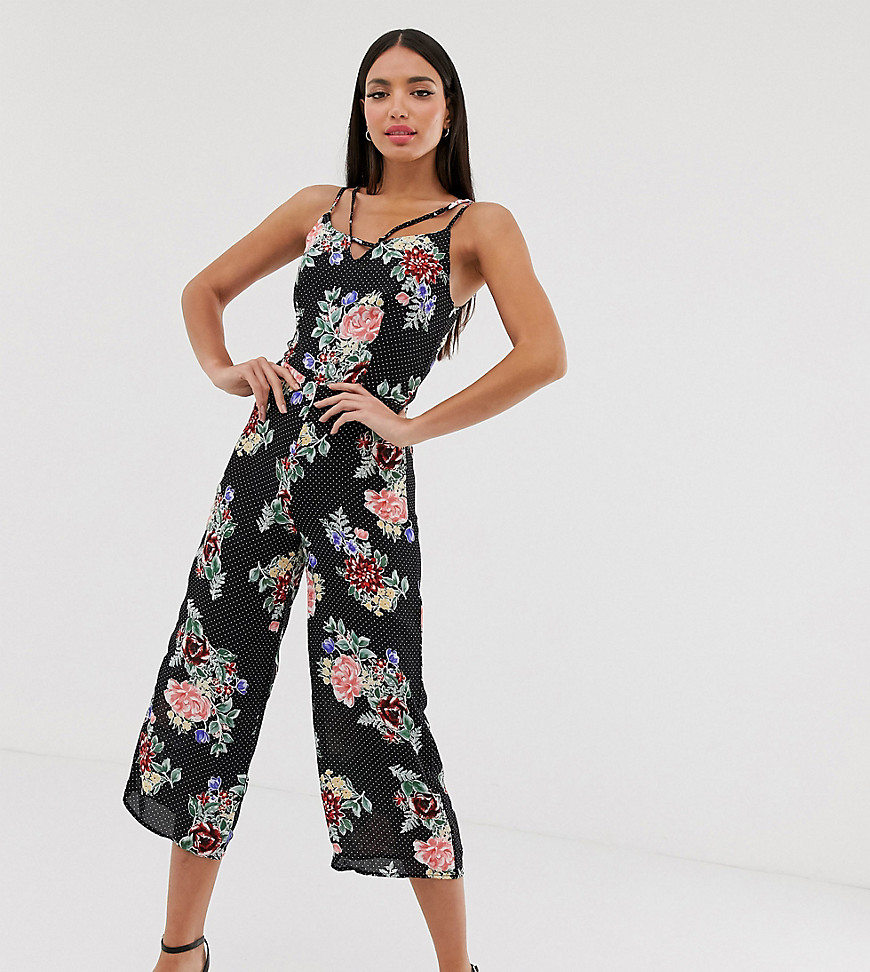 Brave Soul Tall lilliana jumpsuit med blomsterprint-Sort