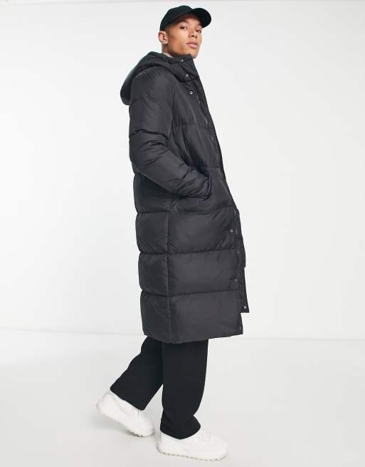 Brave Soul Todd Longline Puffer Jacket, Black