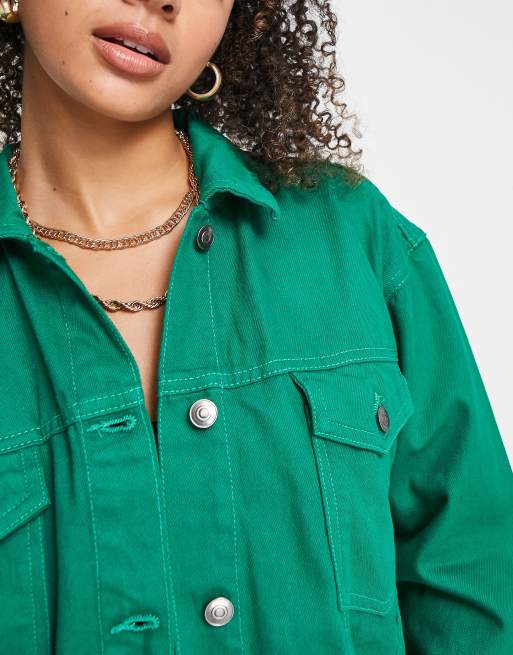 Emerald green denim jacket store
