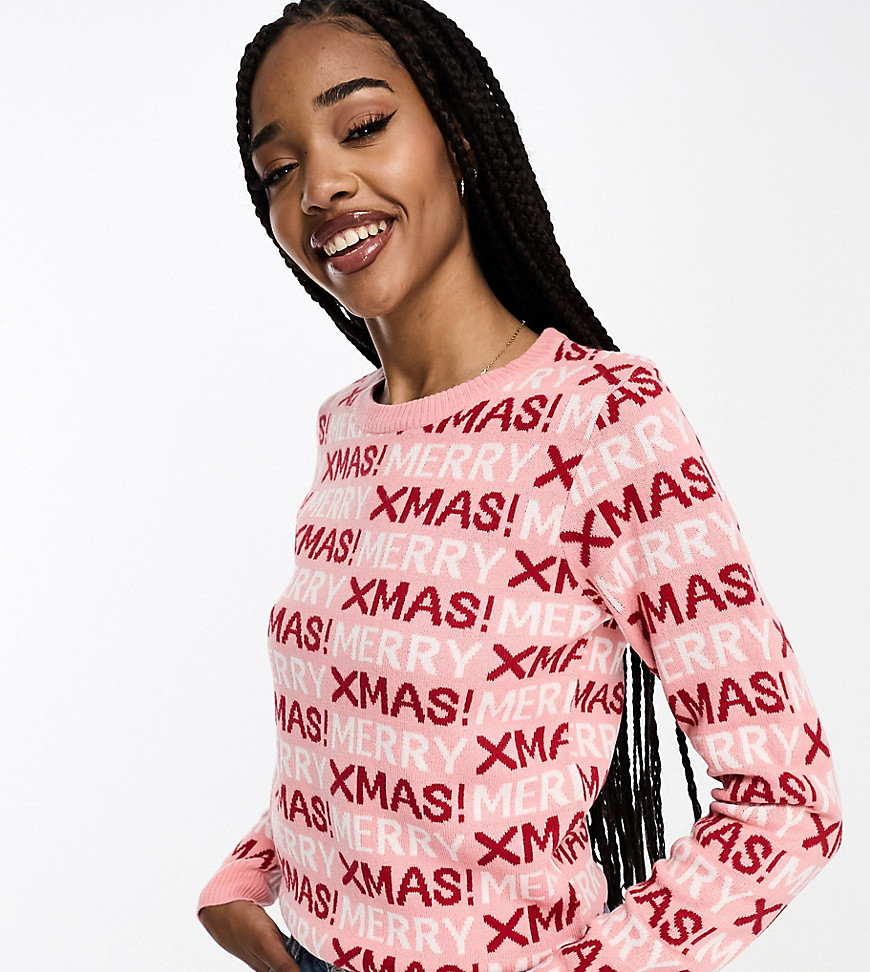 Tall merry christmas sweater in pink