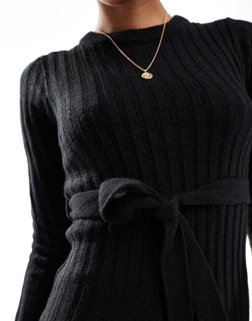 Brave Soul Tall - Robe mi-longue en maille avec fente - Noir, 4 de 4