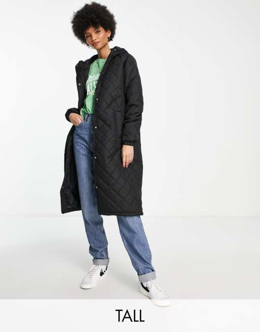 Brave Soul Tall - Rusette - Sort parka-frakke med diamantformet vattering