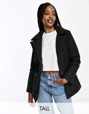 Black padded shop belted jacket