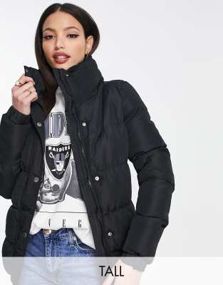 Brave Soul Tall slay puffer jacket in black