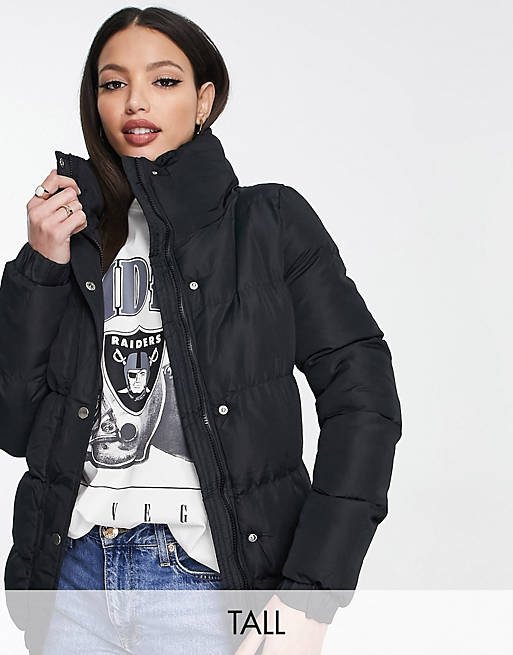 Brave Soul Tall slay puffer jacket in black | ASOS
