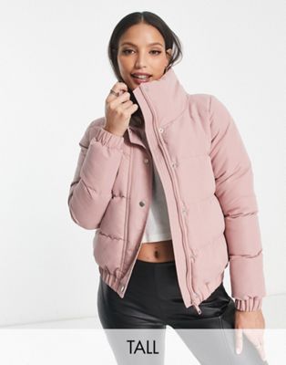 Threadbare cropped puffer jacket in dusty lilac