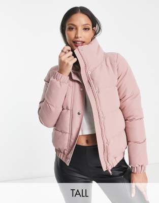 Threadbare cropped puffer jacket in dusty lilac