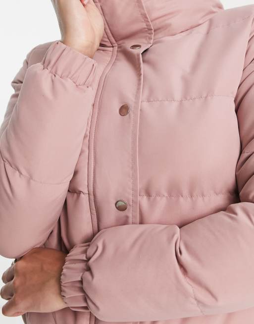 Threadbare cropped puffer jacket in dusty lilac