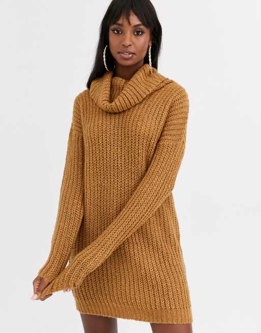 Camel cowl shop neck jumper