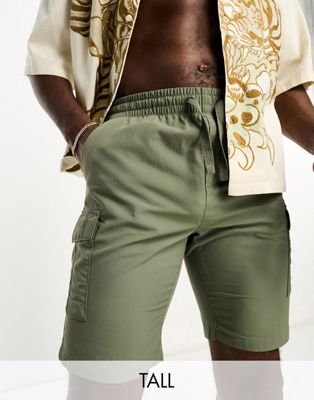 Brave Soul Tall Tech Cargo Shorts In Sage Green