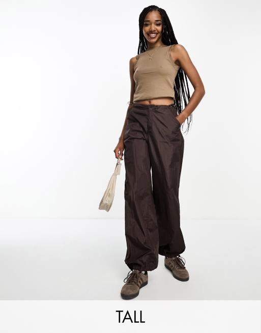 High Waist Cargo Parachute Trousers