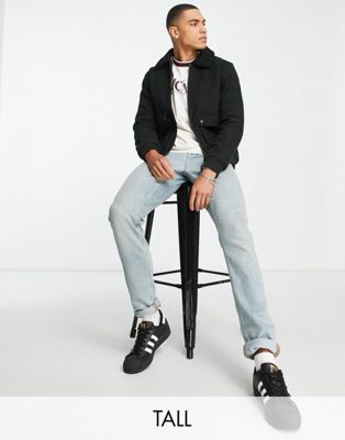 Brave Soul Tall wool jacket with borg collar in black - ASOS Price Checker