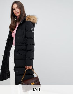 brave soul whitehorse padded parka with faux fur trim