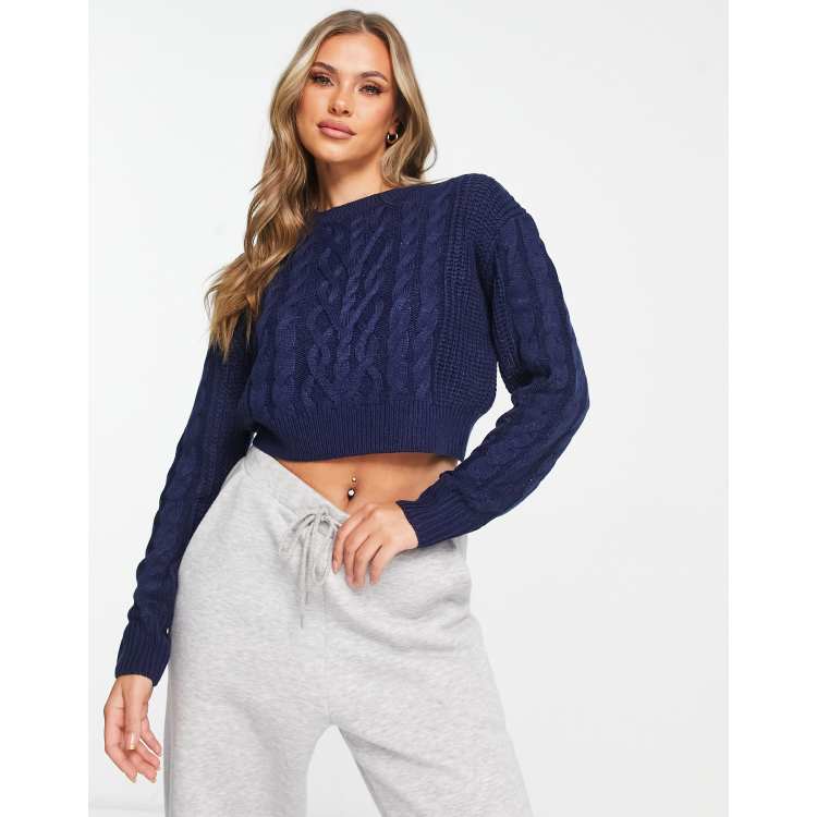 Cropped navy jumper new arrivals