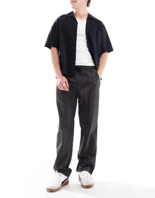 tapered nylon pants in dark gray