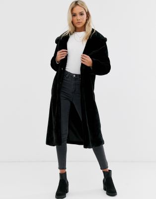 black maxi fur coat