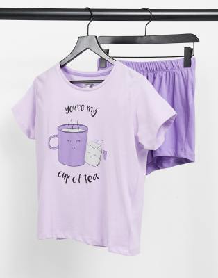 Never Pay Full Price For Brave Soul Tea Short Pyjama Set In Lilac